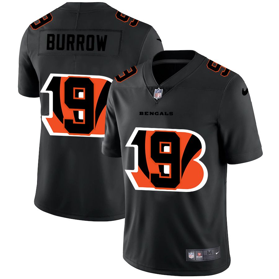 Men Cincinnati Bengals #9 Burrow Black shadow Nike NFL Jersey